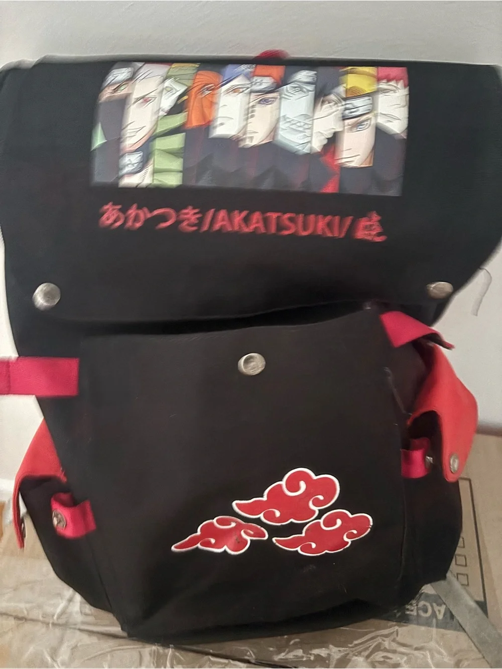 Akatsuki Themed Black & Red Anime Backpack Naruto